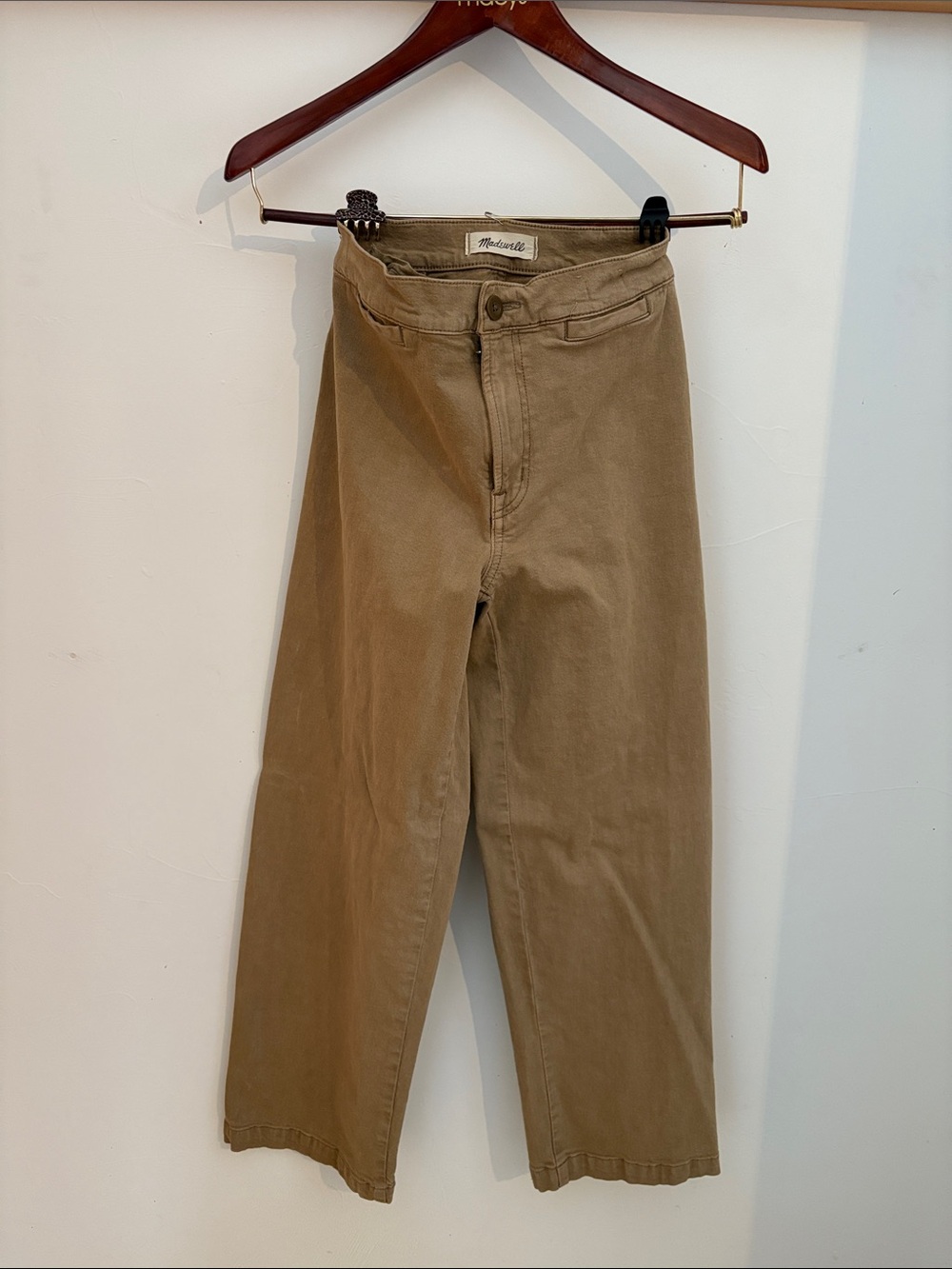 Madewell Cropped Emmett Wide-Leg Pants in Khaki
